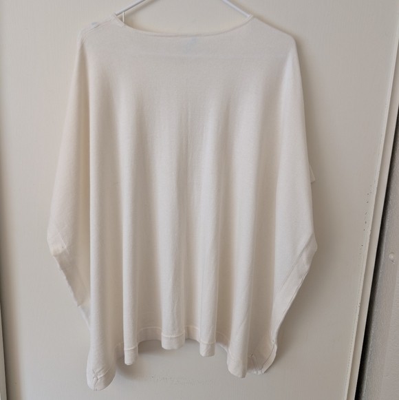 J. McLaughlin Womens OS White Poncho Sweater Coastal Beach Cottagecore Bohemian - Picture 5 of 7